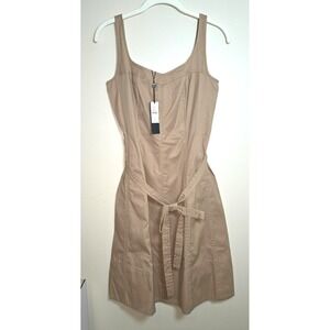 Talbots Petite‎ Khaki Belted Sleeveless Midi Dress 4P NWT